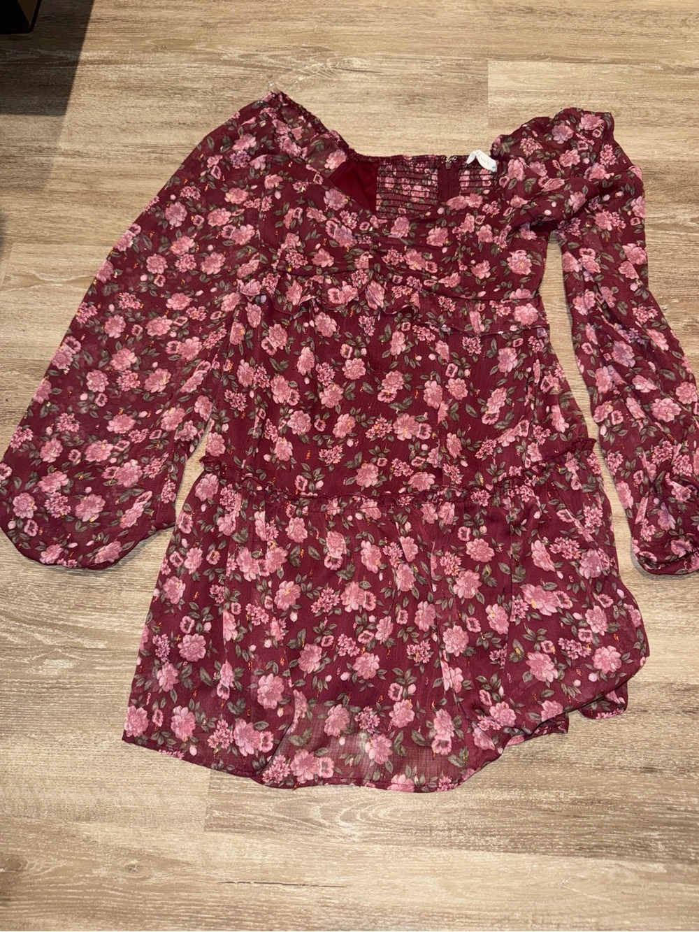 Altar'd State Burgundy and Pink Floral Dress